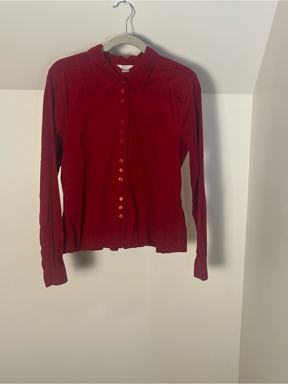 Christopher & Banks Bright Red Corduroy Button-Down Shirt